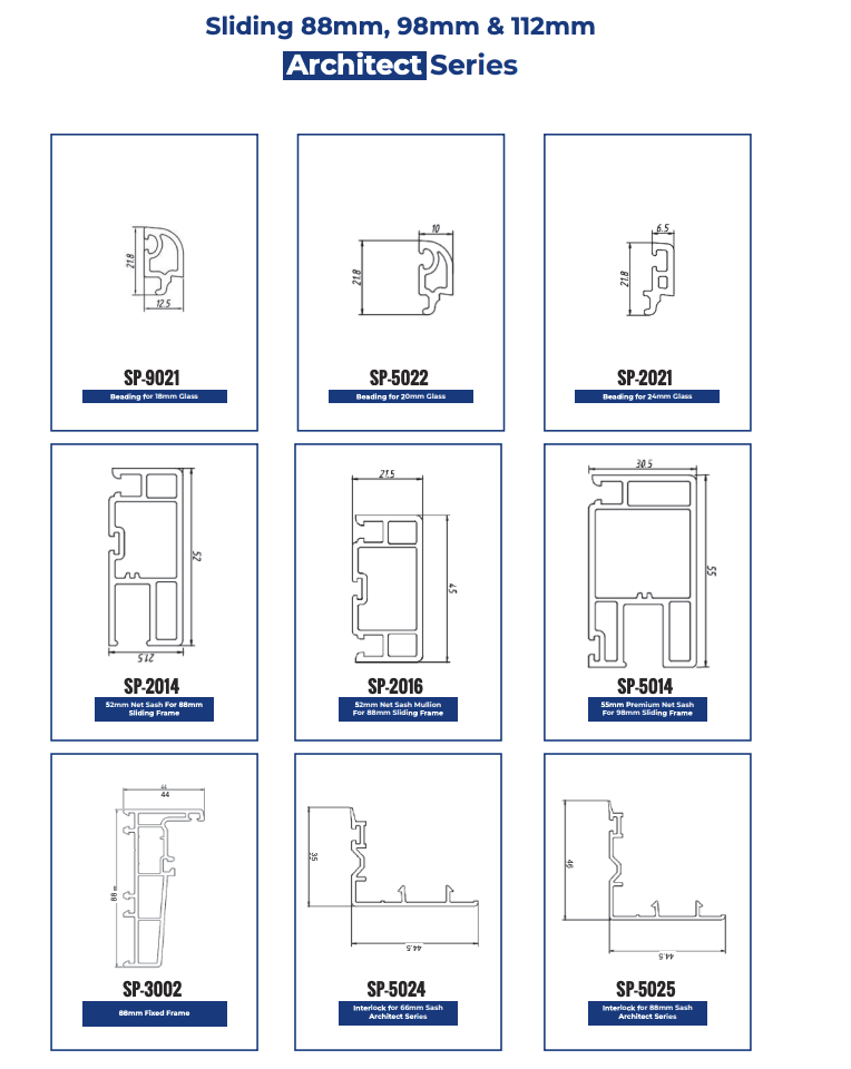 Europrofilo Architect Series Sliding Profiles