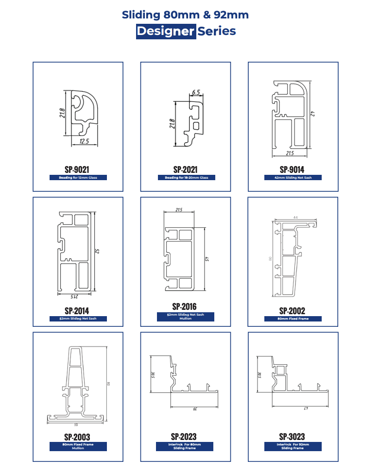 Europrofilo Designer Series Sliding 80mm 92mm